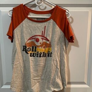 Women’s BB8 Star Wars Her Universe  Graphic Cold Shoulder Tee - Sz L